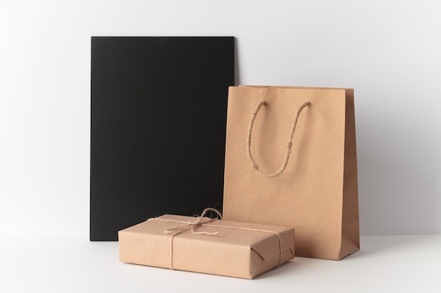 Merchandising set paper bag and chalk board