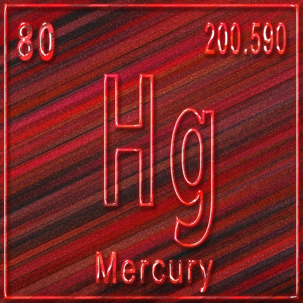 Mercury chemical element, Sign with atomic number and atomic weight, Periodic Table Element