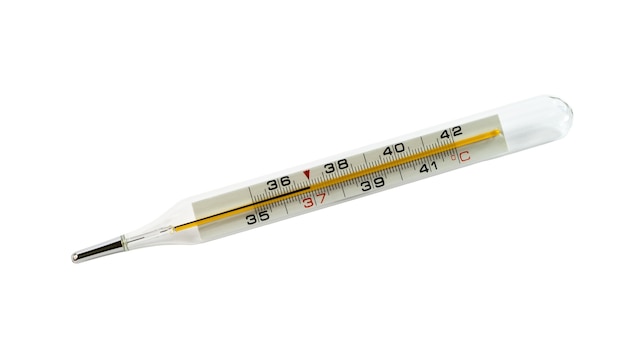 Mercury-in-glass medical body thermometer isolated