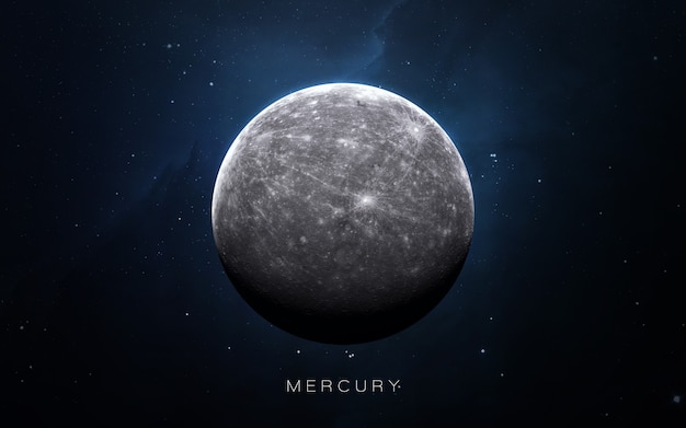 Mercury in the space, 3D illustration. .