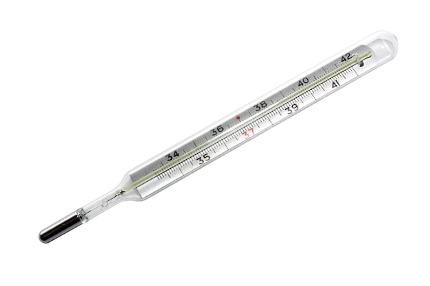 Mercury thermometer isolated on white background.