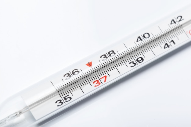 Mercury thermometer, isolated on white background