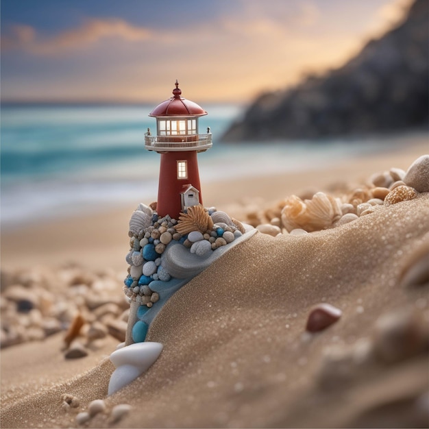 Photo mercusuar lighthouse on the beach image illustration