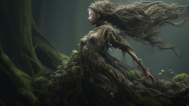 The merger of the fairy with the trees of nature