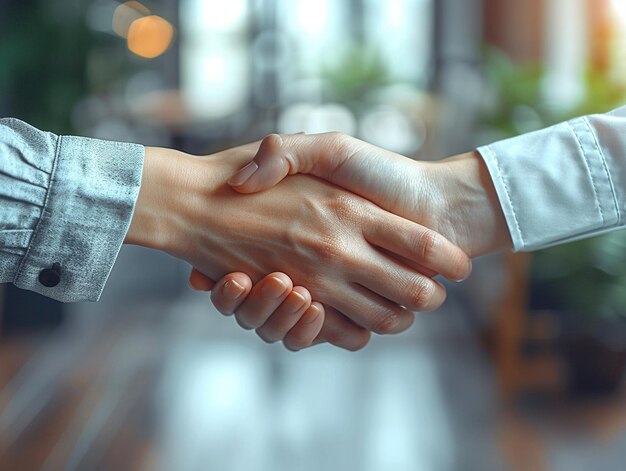 Photo mergers and acquisitions specialist negotiating deals contracts and handshakes blur