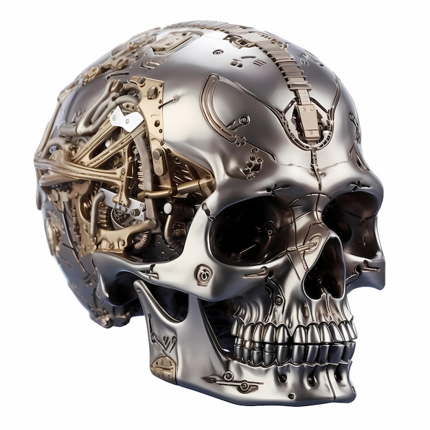 Merging Man and Machine Cybernetic Skull Housing a Human Brain