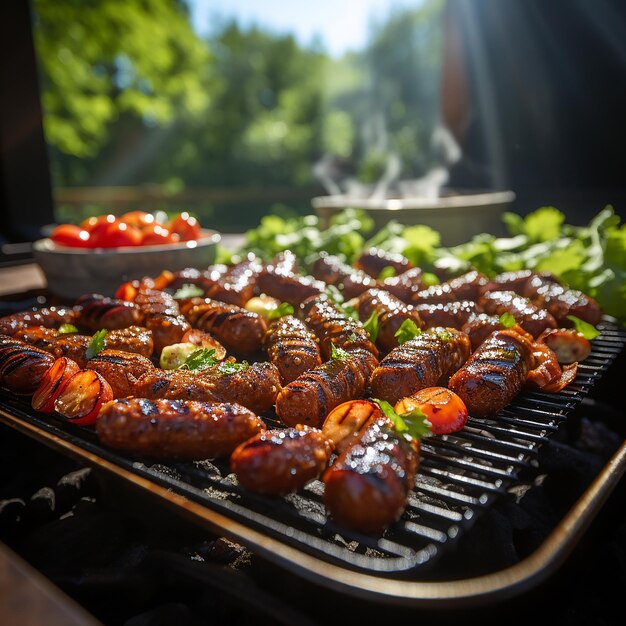 Foto merguez worst grillen op een gas barbecue