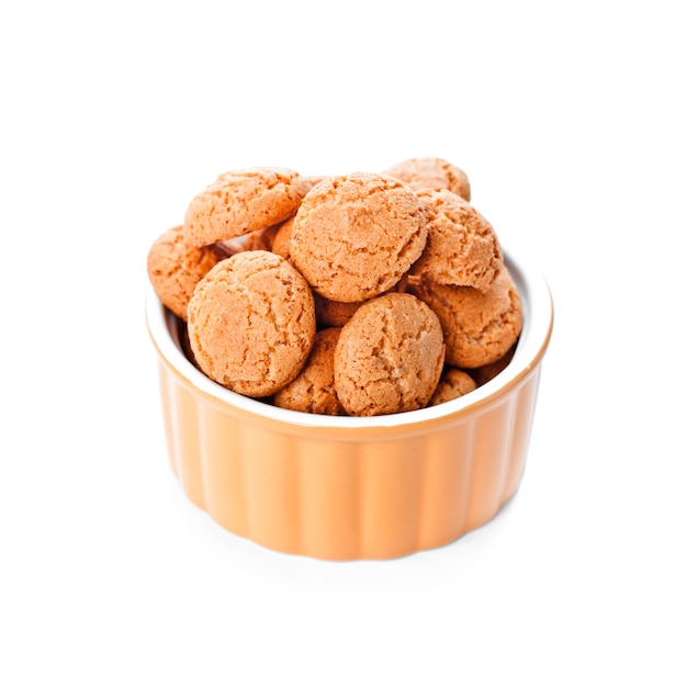 Meringue almond cookies in bowl 