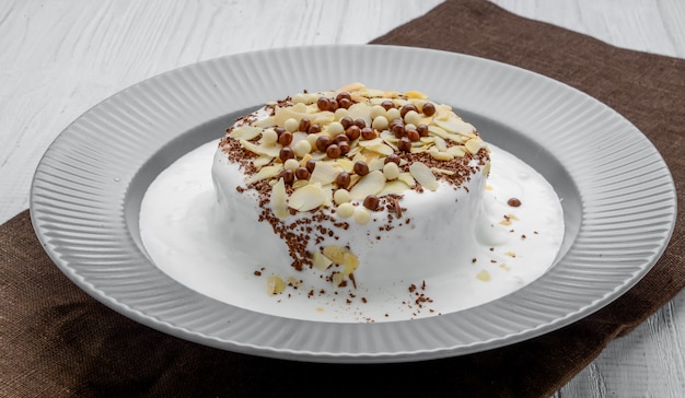 Photo meringue cake with chocolate cream