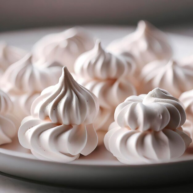 Meringue cookies in white plate