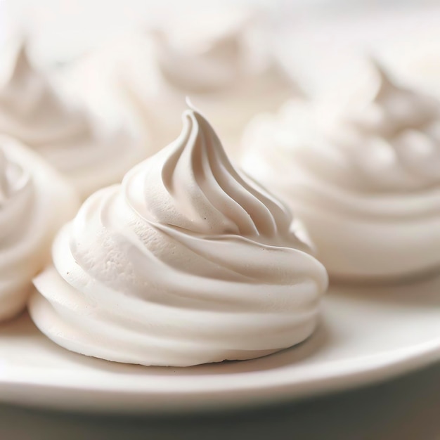 Meringue cookies in white plate