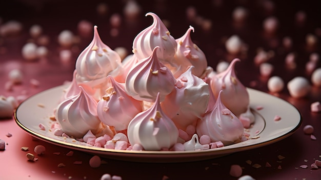 Meringue kisses on the plate