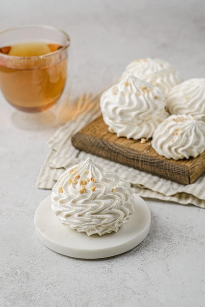 meringue with hazelnuts on the board