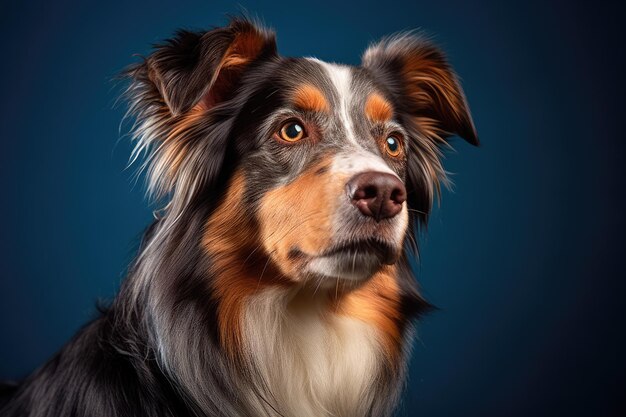 Merle Australian Shepherd dog close-up portret studio opname
