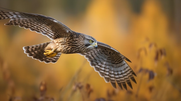 Merlin39s Chase in the Autumn Countryside