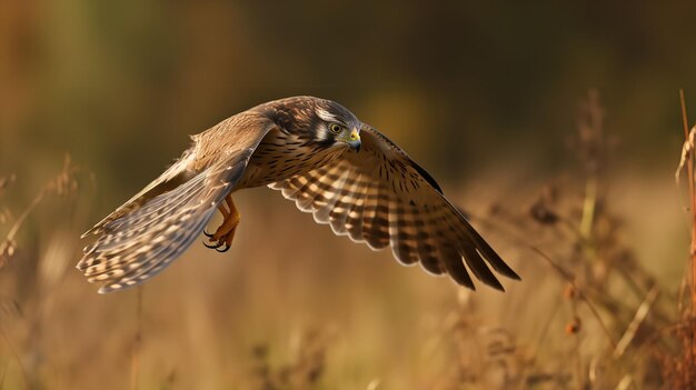 Merlin39s Chase in the Autumn Countryside