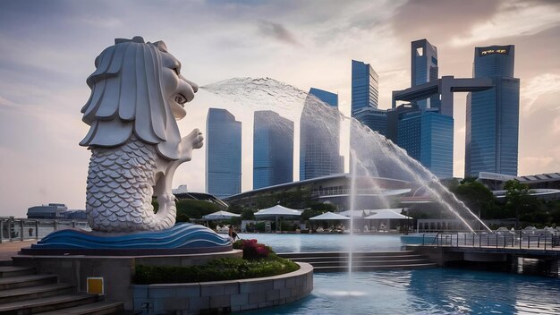 Merlion fontein voor de marina bay sands hotel Merlion is een denkbeeldig wezen