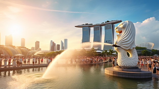 Merlion fountain in singapore