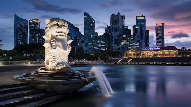 The merlion fountain statue