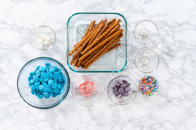 Mermaid chocolate pretzel rods