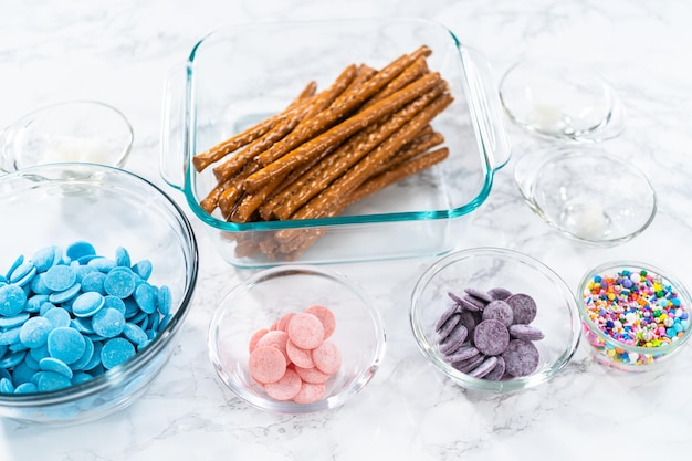 Mermaid chocolate pretzel rods