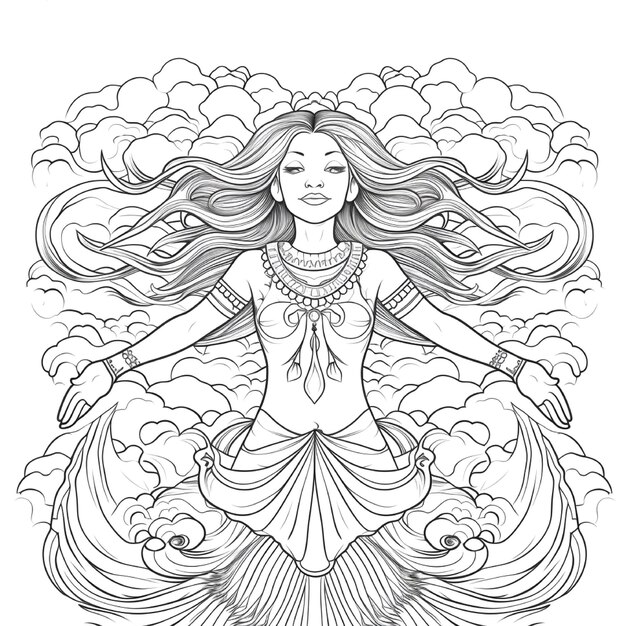 mermaid coloring book illustration