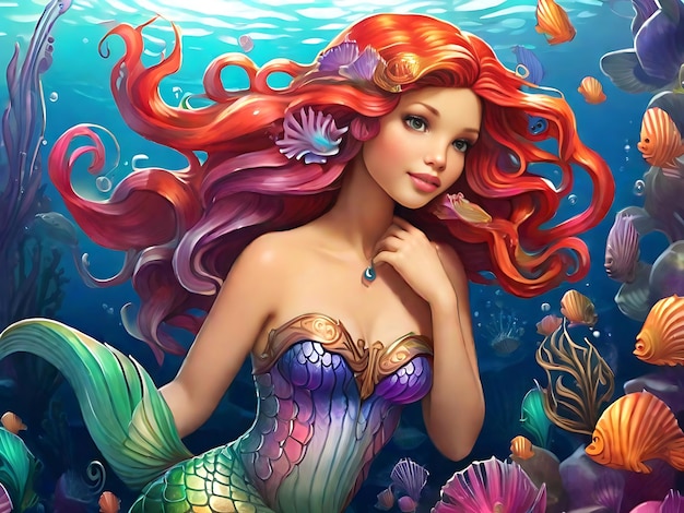 Mermaid coloring book with coloring