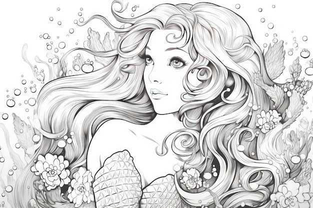 Photo mermaid for coloring page coloring pages printable coloring pages in the style of playful cartoon