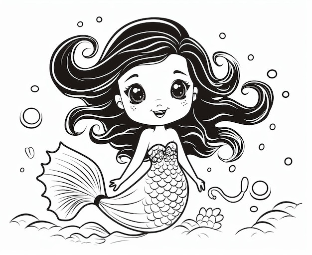 Photo mermaid coloring page