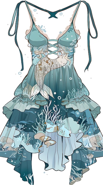 a mermaid in a mermaid dress with a mermaid in the water