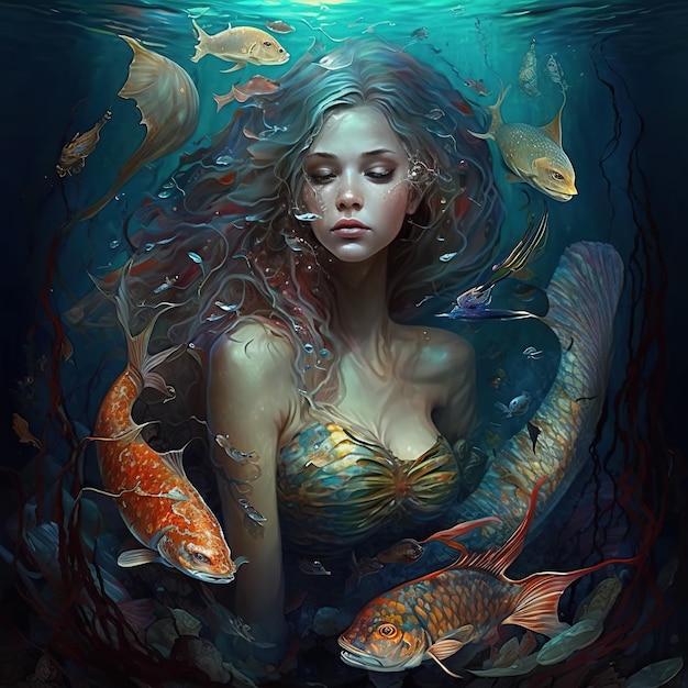 Mermaid under the sea digital art