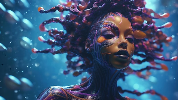 Mermaid underwater Fantasy beauty style portrait of beautiful woman