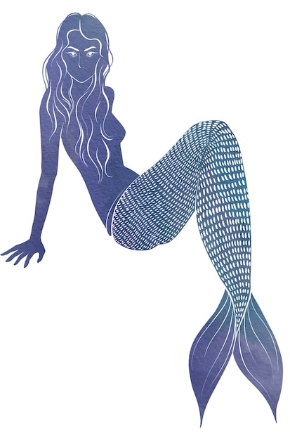 人魚の水彩画