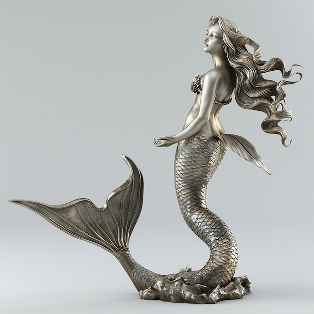 a mermaid with long hair and long hair is holding a mermaid