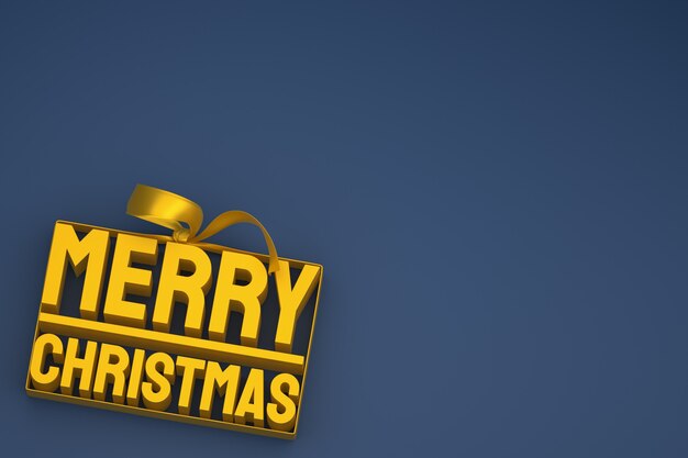 Merry christmas 3d design with bow and ribbon on dark background