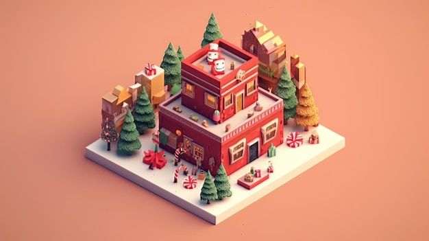 Merry Christmas 3D isometric