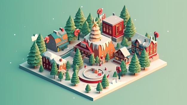 Merry Christmas 3D isometric