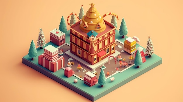 Merry Christmas 3D isometric