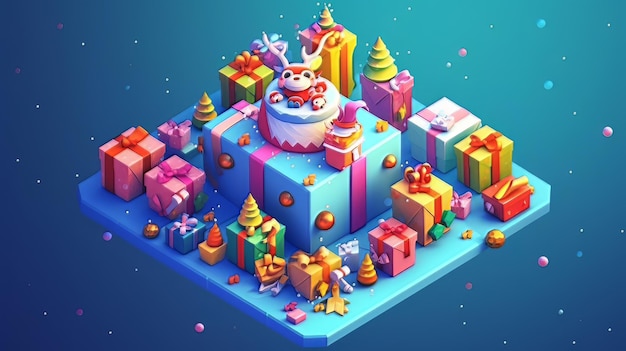 Merry Christmas 3D isometric