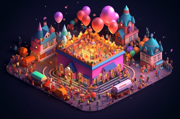 merry christmas 3d isometric