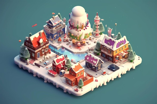 merry christmas 3d isometric