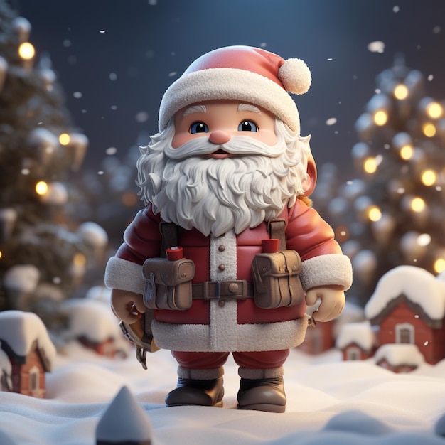 메리 크리스마스 3D 렌더링된 산타클로스 초상화
