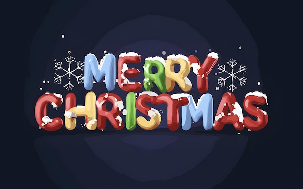 Фото Счастливого рождества 3d текст черно-голубой красный белый счастливый фон звезда