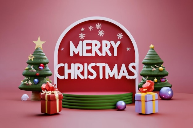 merry Christmas 3d with text ai wallpaper christmas