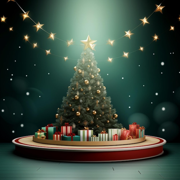 Merry christmas background empty product stand realistic view