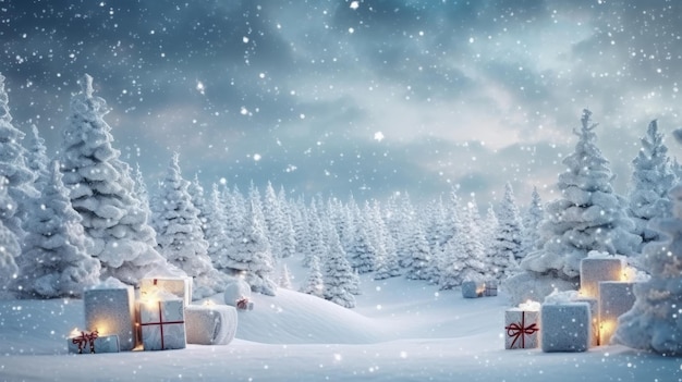 Merry Christmas Background Illustration AI GenerativexA