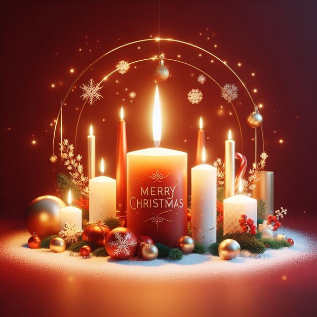 Photo merry christmas background images creative christmas candles background ai generative