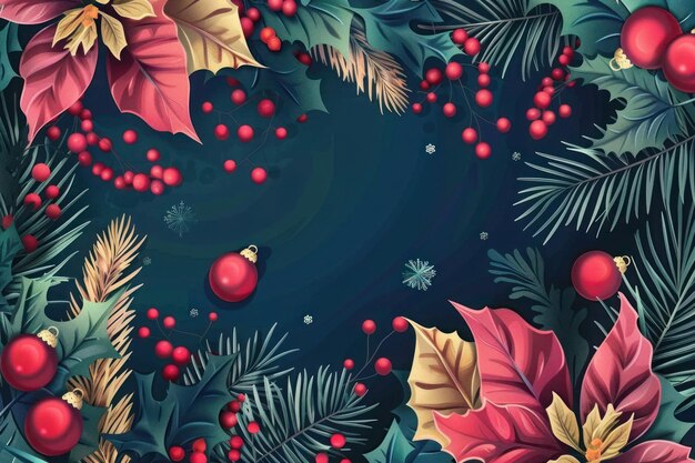 Photo merry christmas background vector illustration with christmas elements