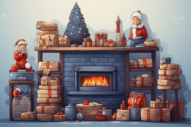 Merry Christmas Background with Christmas Element Generated using AI