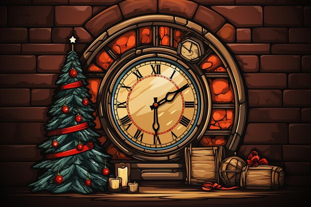 Merry Christmas Background with Christmas Element Generated using AI